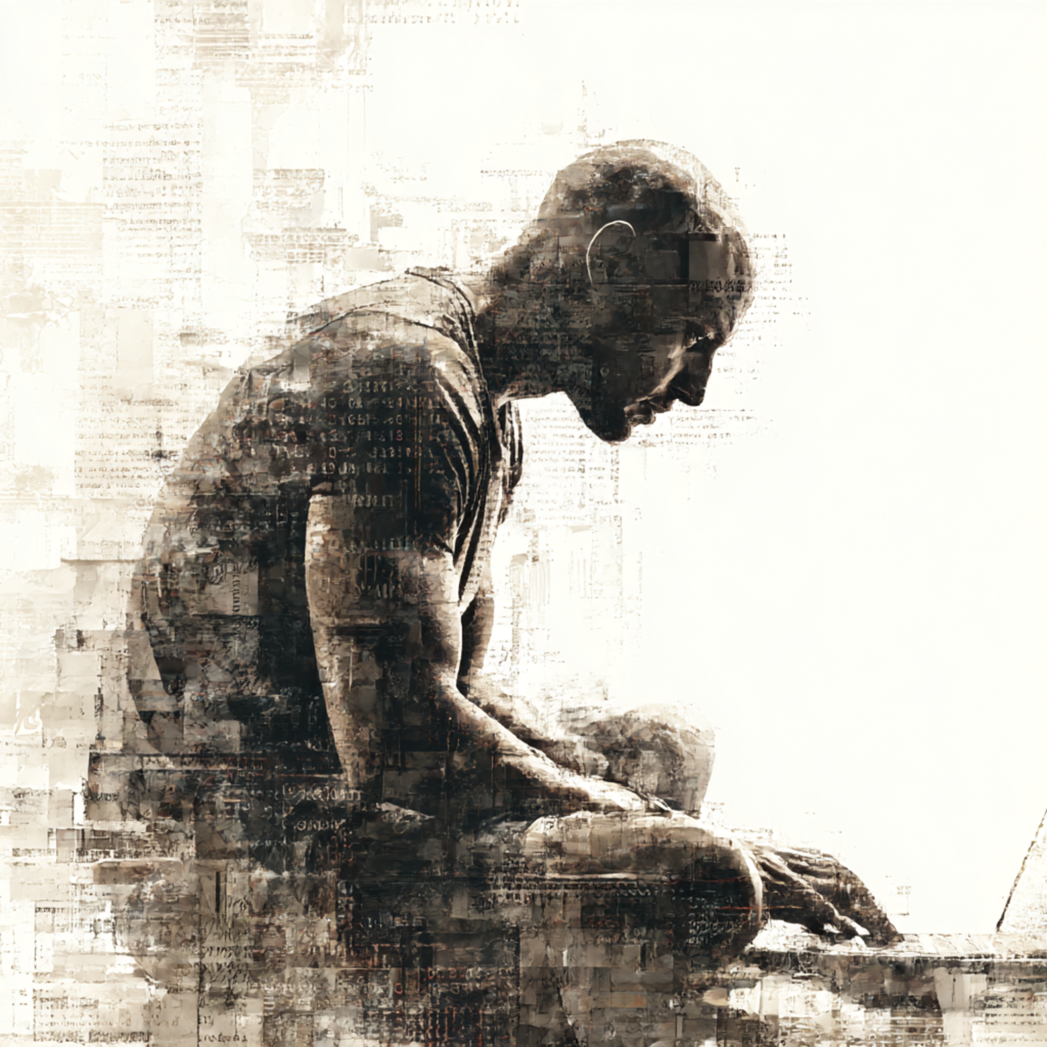 Abstrakte Collage einer arbeitenden Person